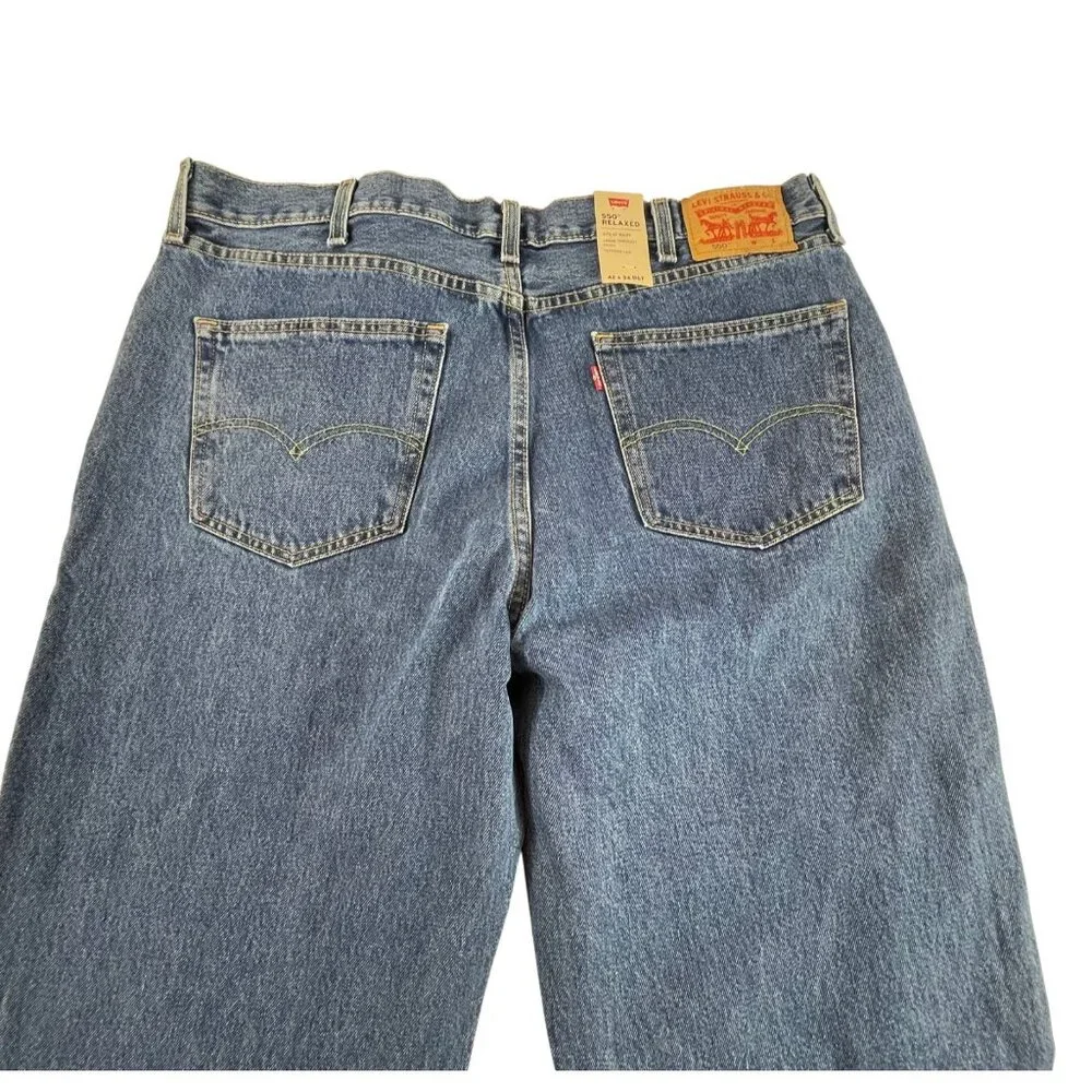 Levis 550 Relaxed Jeans Mens‎ 42 x 34 Big Tall Blue Pockets Straight